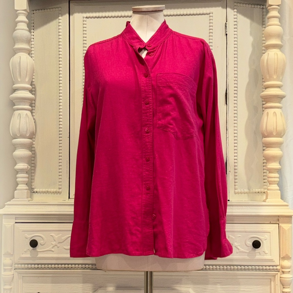 Banana Republic Linen Blend Button Down Blouse Size Medium Pink NWT